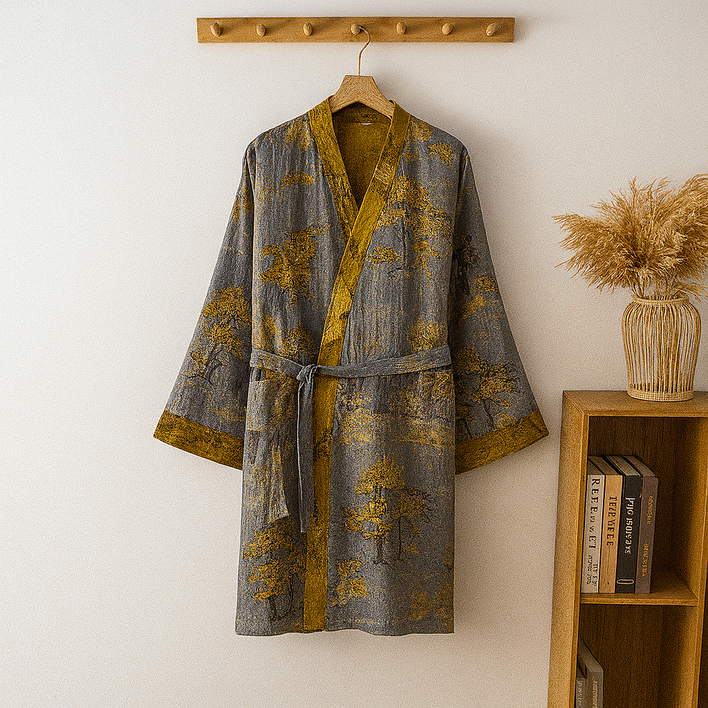 Charly | Men's Kimono Robe with Jacquard Print