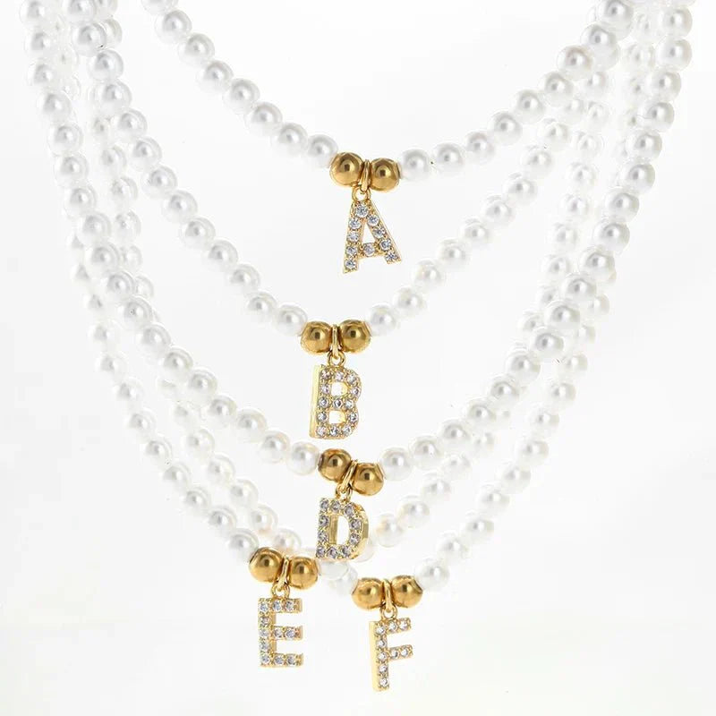Elegant Pearl Monogram Pendant Necklace