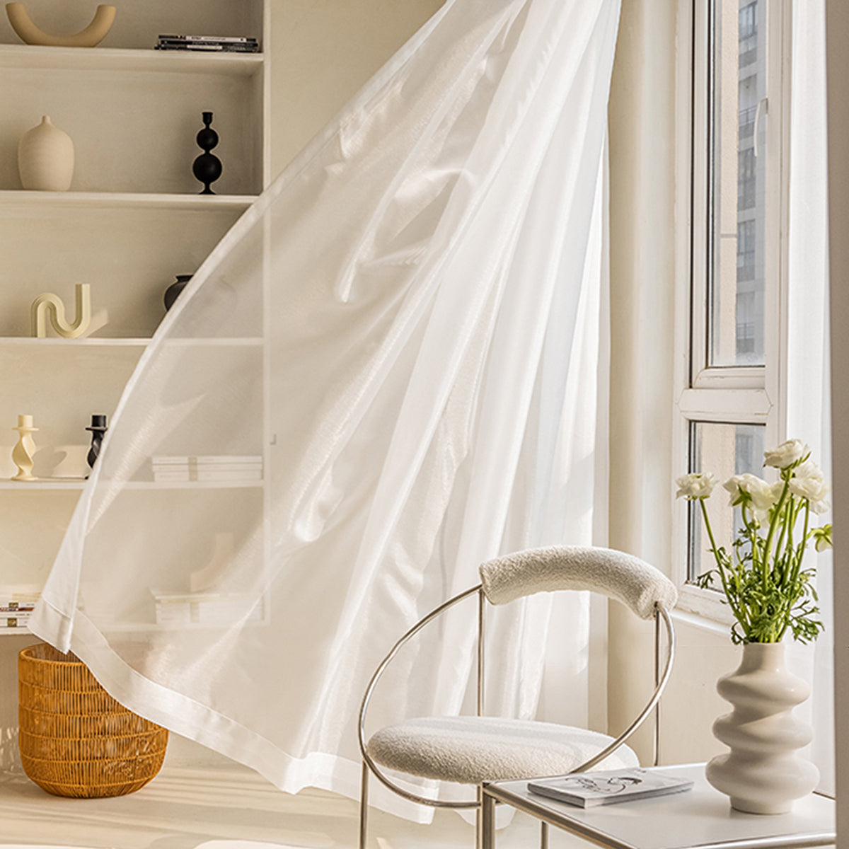 Sheer White Drapes for Living Room