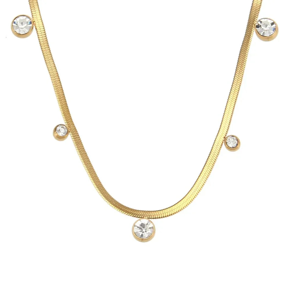 Delicate Silver Herringbone Chain Choker Necklace