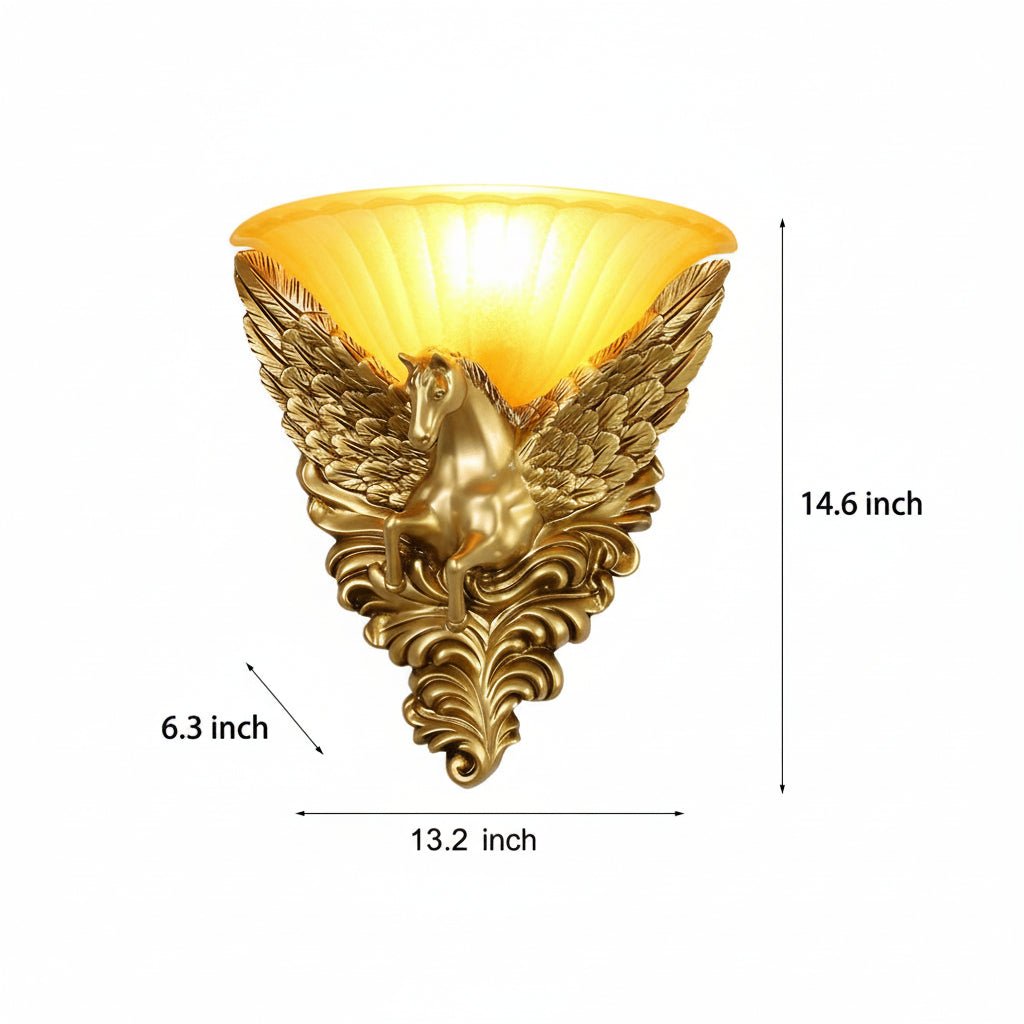 Retro Gold Horse Wall Light Fixture
