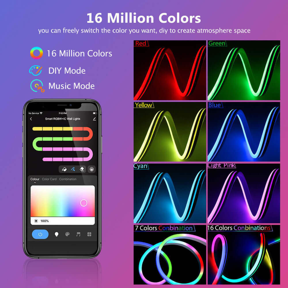 Colorful Music Sync LED Neon Lamp with Remote Control