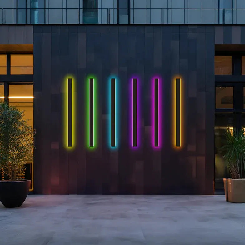 Slim Modern Black Outdoor LED Wall Lamp