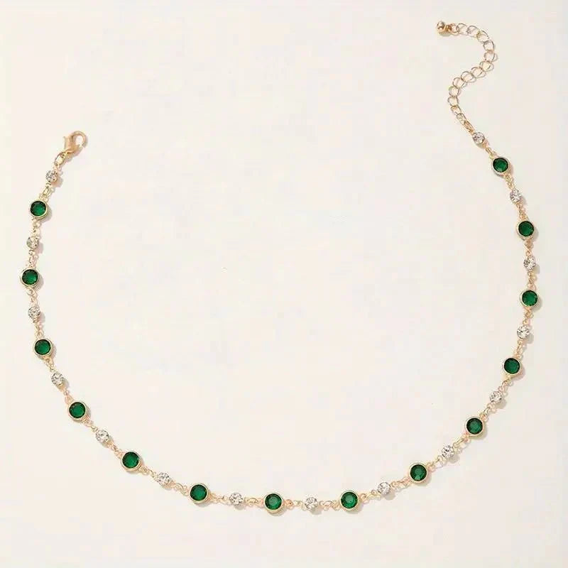 Green Diamond Dainty Choker Necklace