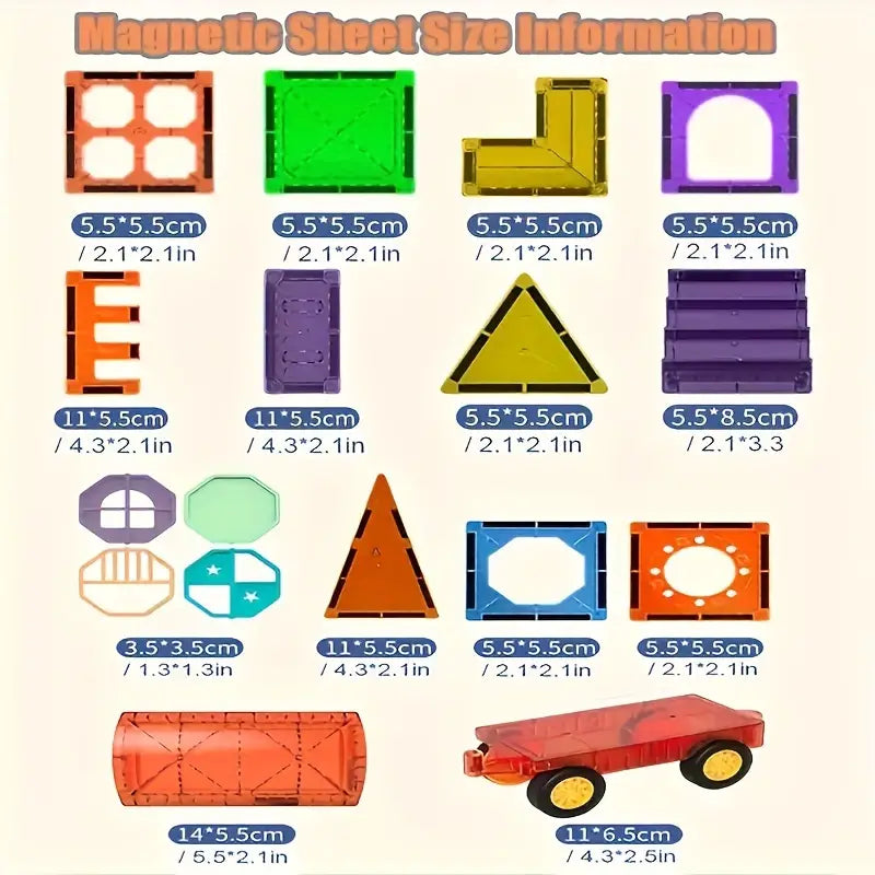Magnetic Building Blocks Set - 69 Piece Creative Play Kit