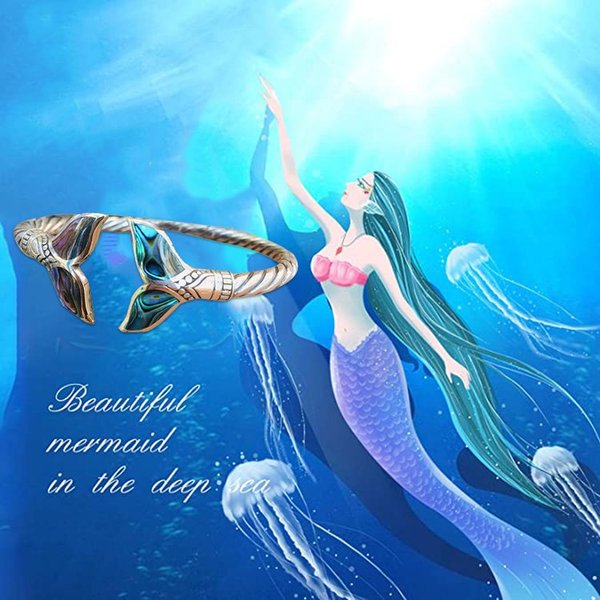 Oceanic Pearl Mermaid Scale Bangle Bracelet