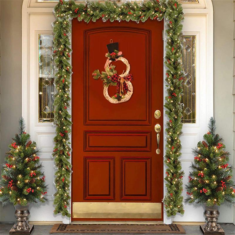 Winter Snowman LED Holiday Wreath Decoration