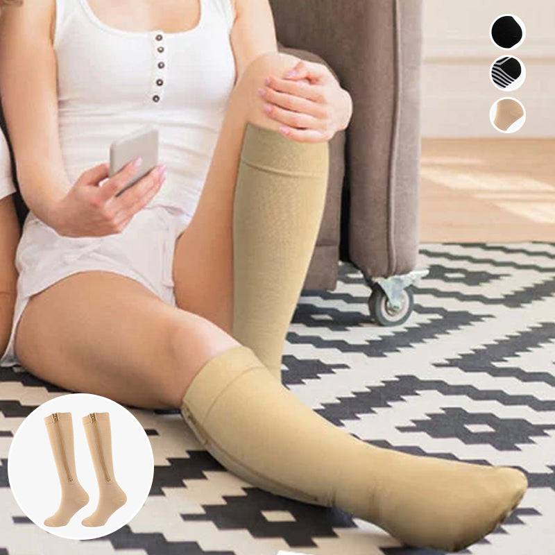 Comfort Fit Compression Socks with Zip Closure
