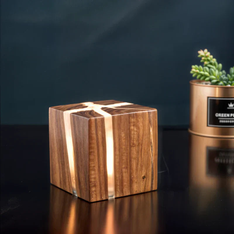 Vintage Distressed Wooden Table Lamp