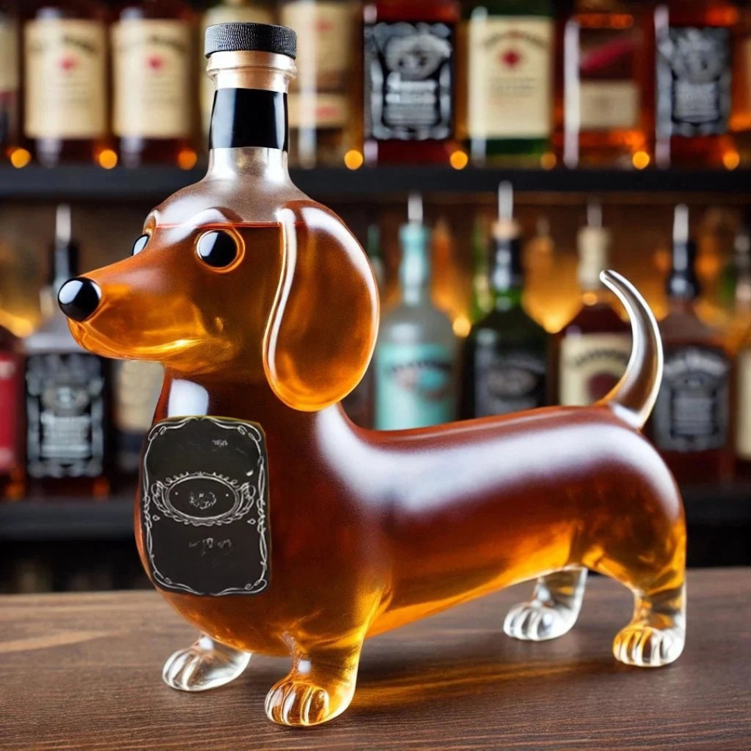 Crystal Liquor Decanter with Puppy Pattern