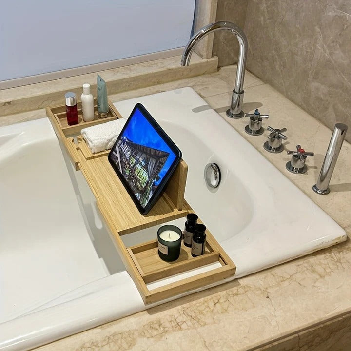 Natural Bamboo Bath Tub Caddy