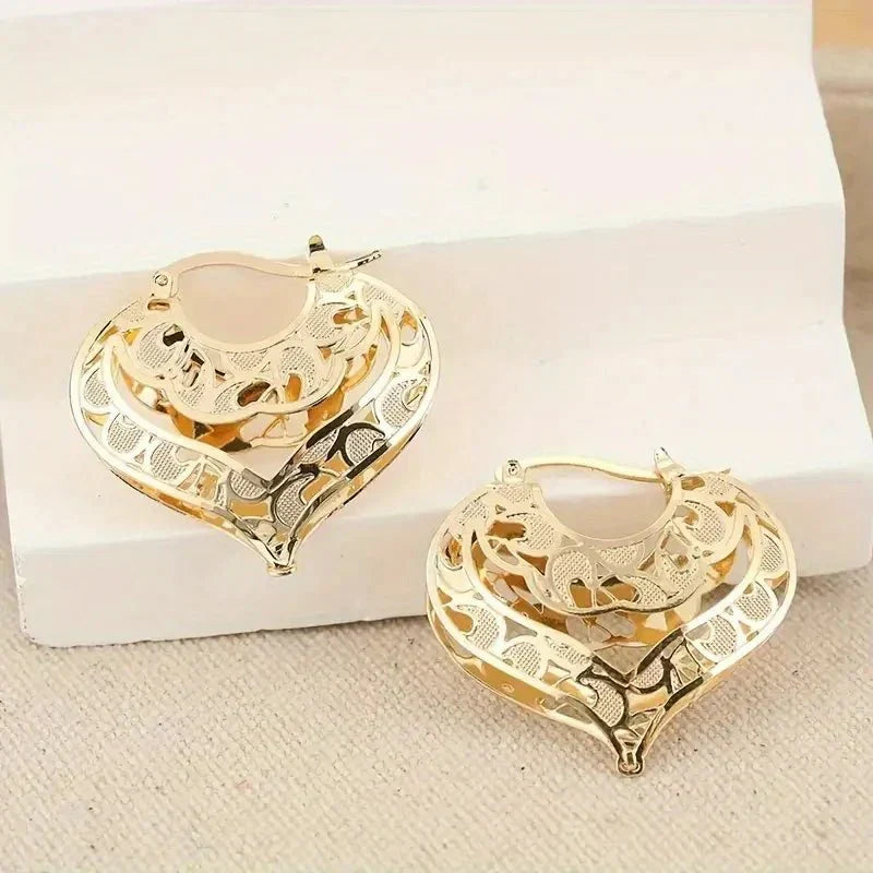 Delicate Heart Shaped Gold Earrings