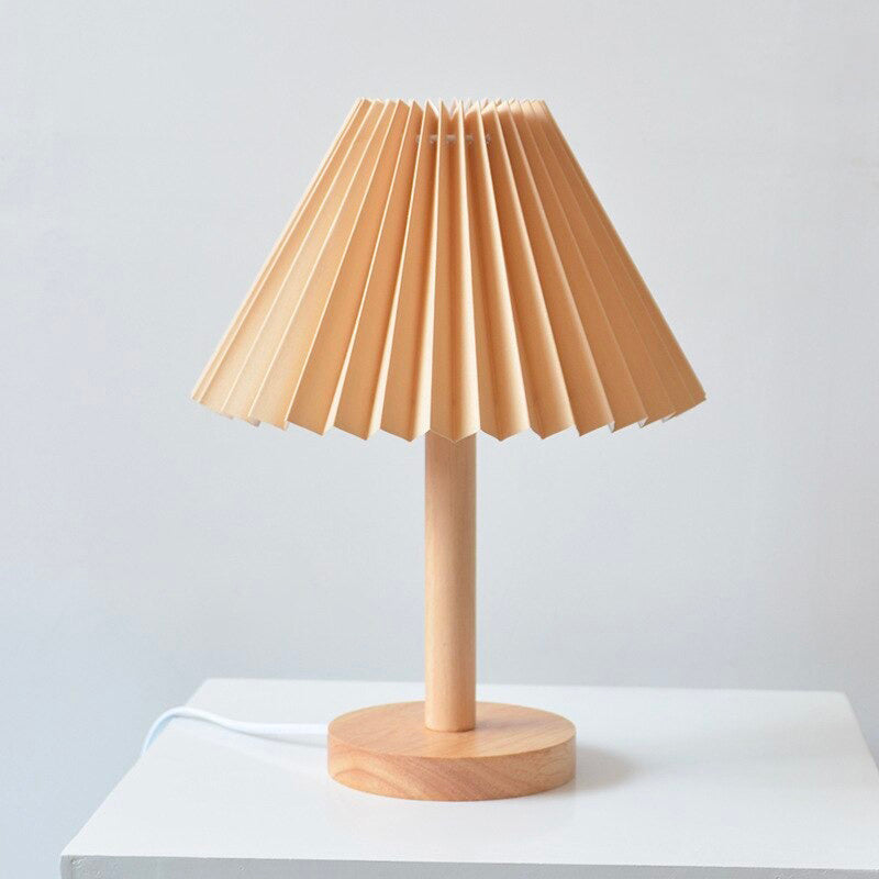 Rustic Bedside Table Lamp with Folded Shade