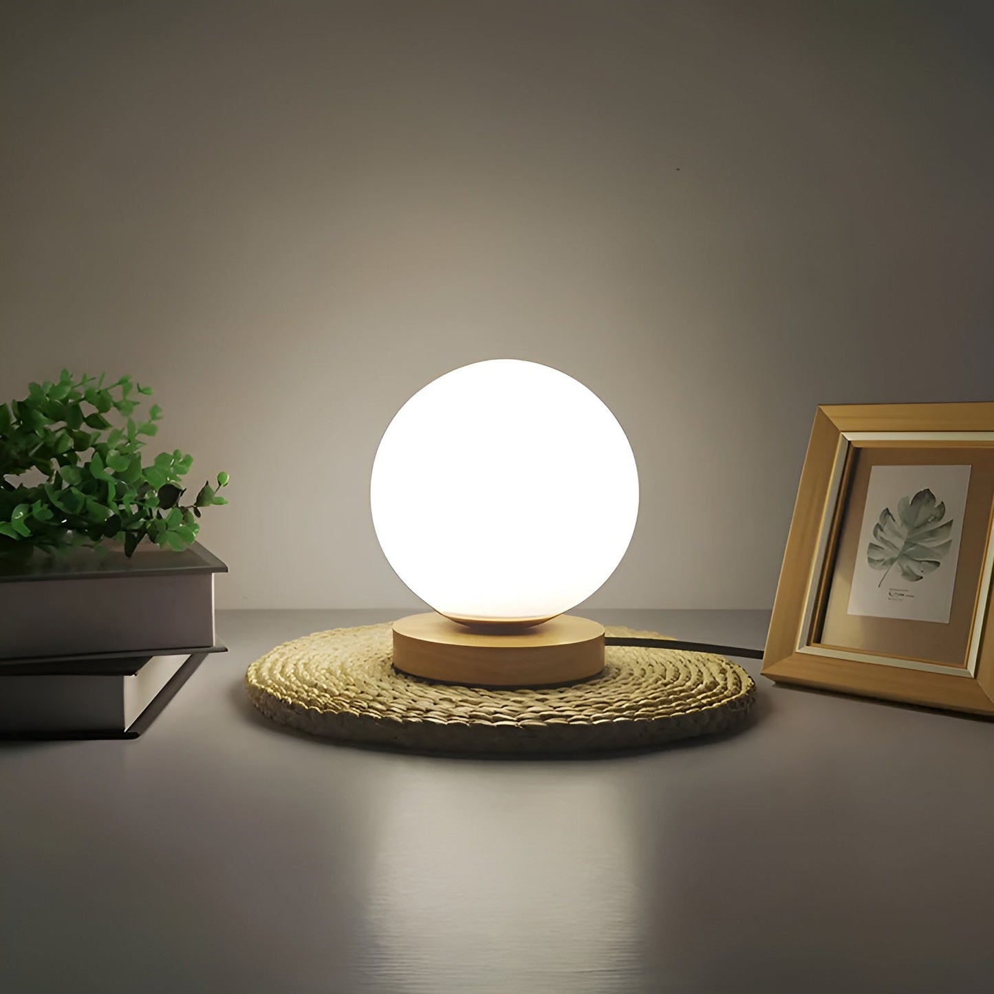 Warm Wooden Glass Table Lamp