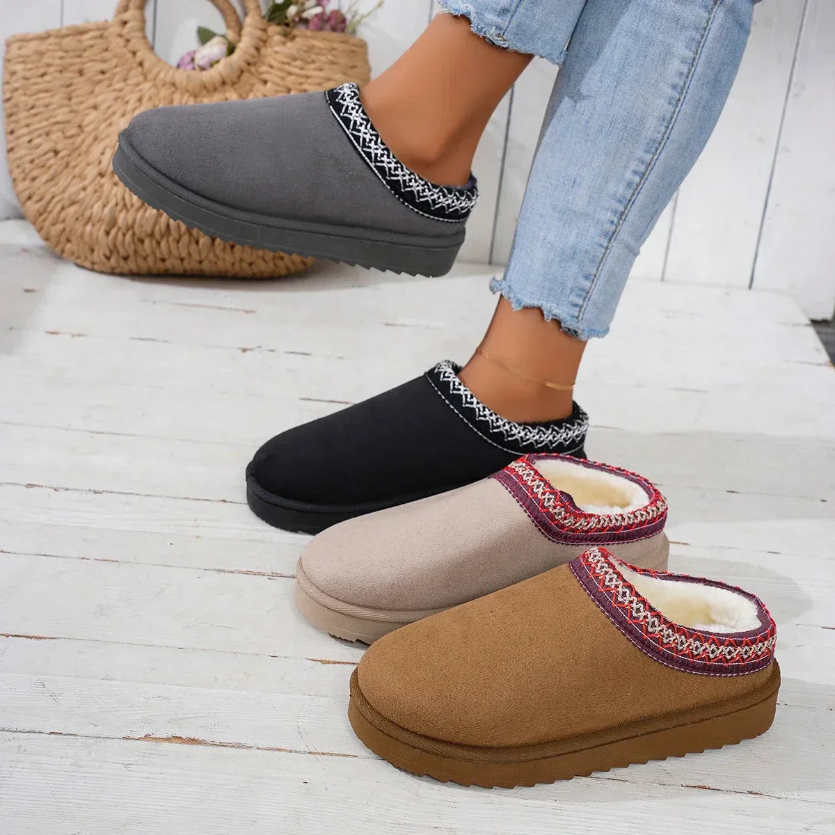 Luxury Cashmere Winter Boots for Women | Ultra-warm, thick-soled slippers for cozy comfort