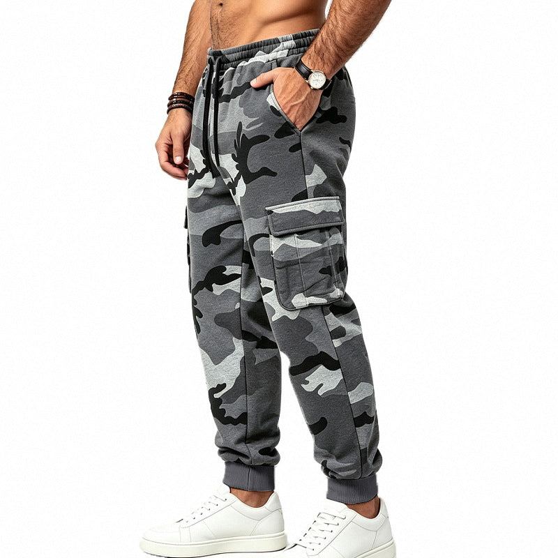 Men's Cargo Joggers with Elastic Waistband, Multiple Pockets and Sporty Fit