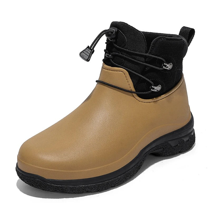 Men's Waterproof Rain Boots with Ankle Strap & Treaded Sole