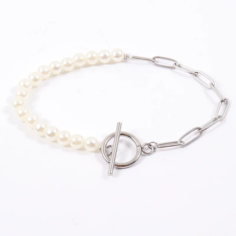 Simple Pearl Chain Bracelet Necklace Set