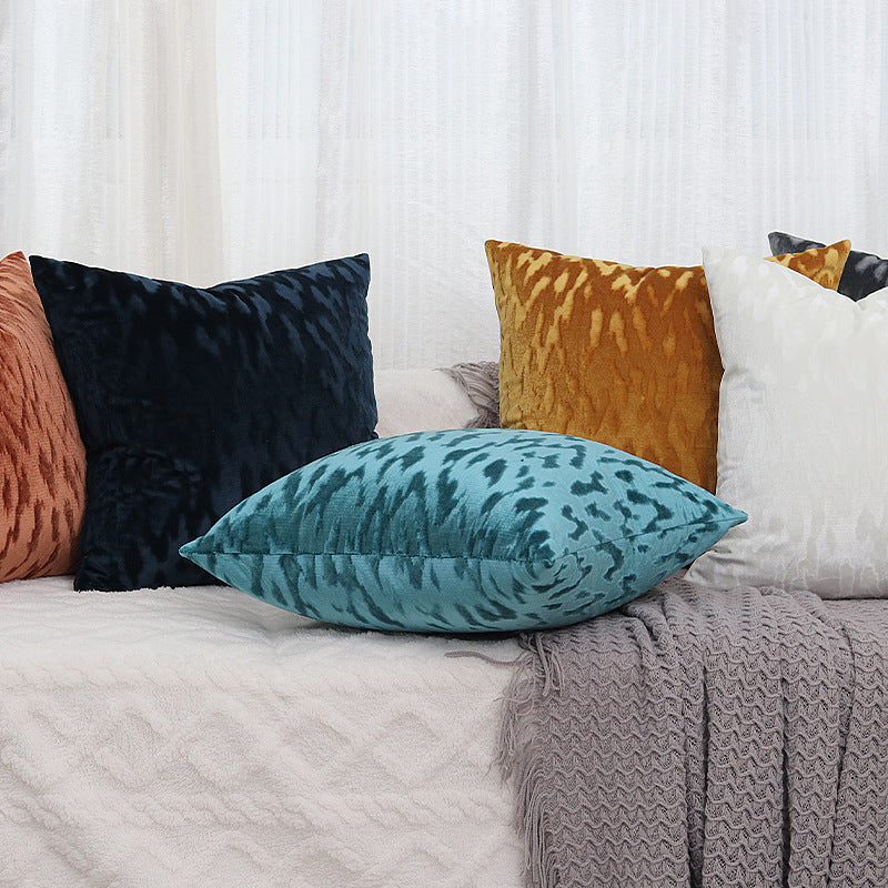 Plush Textured Velvet Square Throw Pillow Covers with Embossed Animal Jacquard