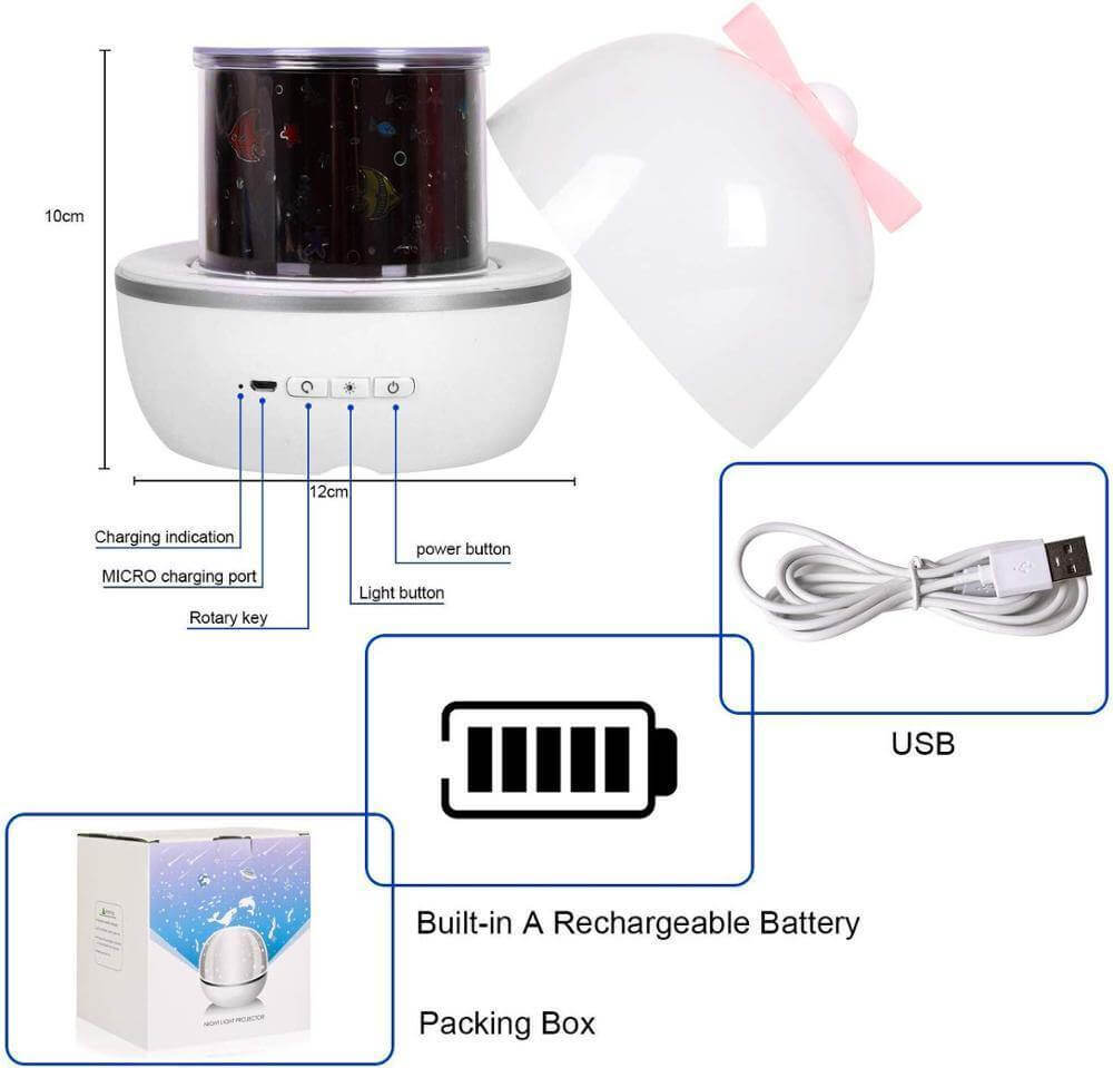 Flexible Spin Projection Table Lamp