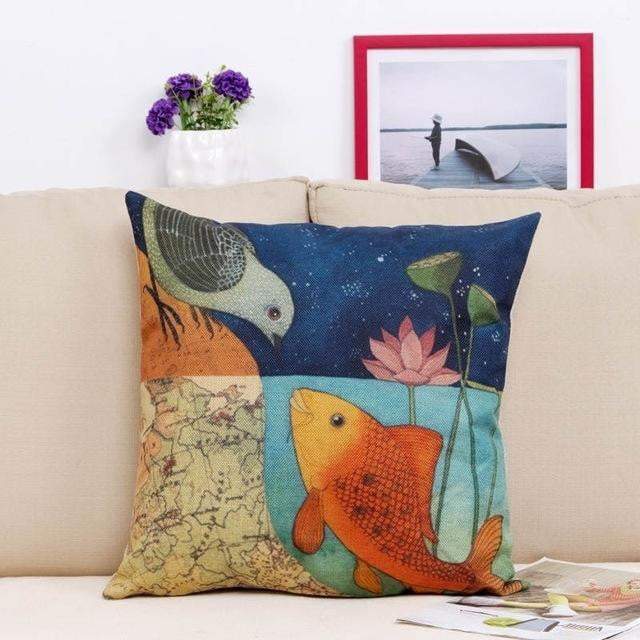 Colorful Bird Tree Life Home Decor Pillow Cover