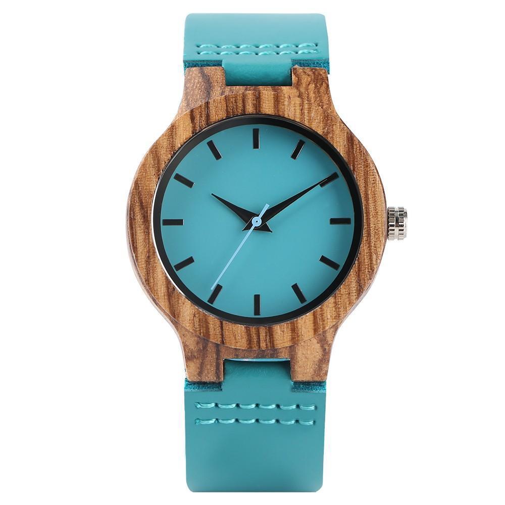 Natural Bamboo Wooden Turquoise Watch for Women - Cofik