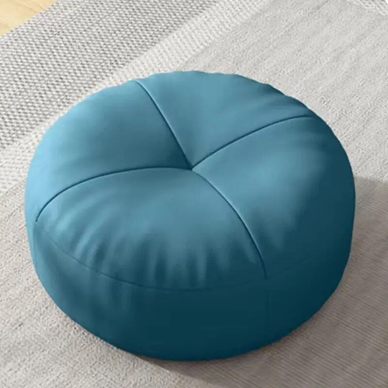Round Leather Floor Cushion in Traditional Japanese Style