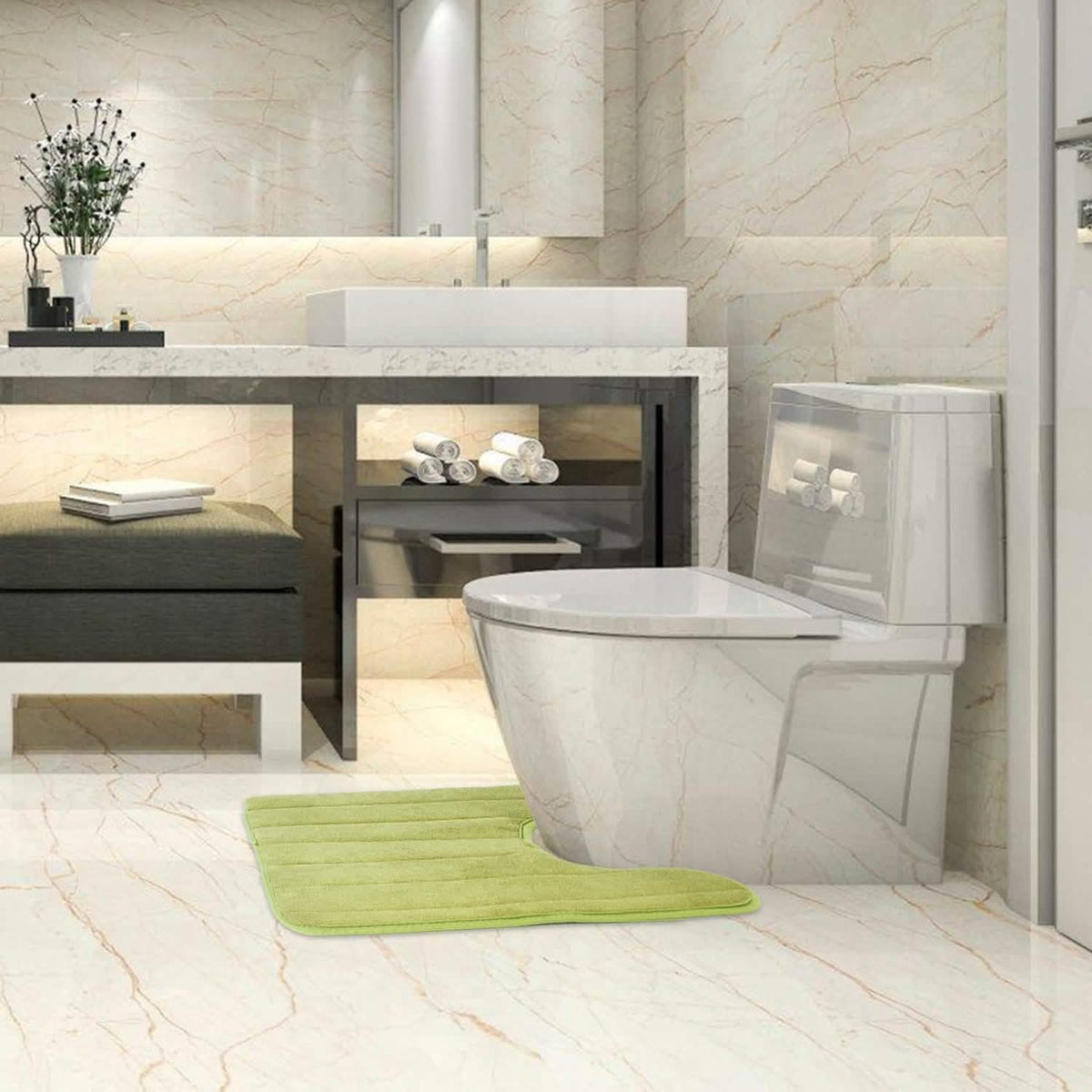 Contour Toilet Mat with Anti-Slip Bottom