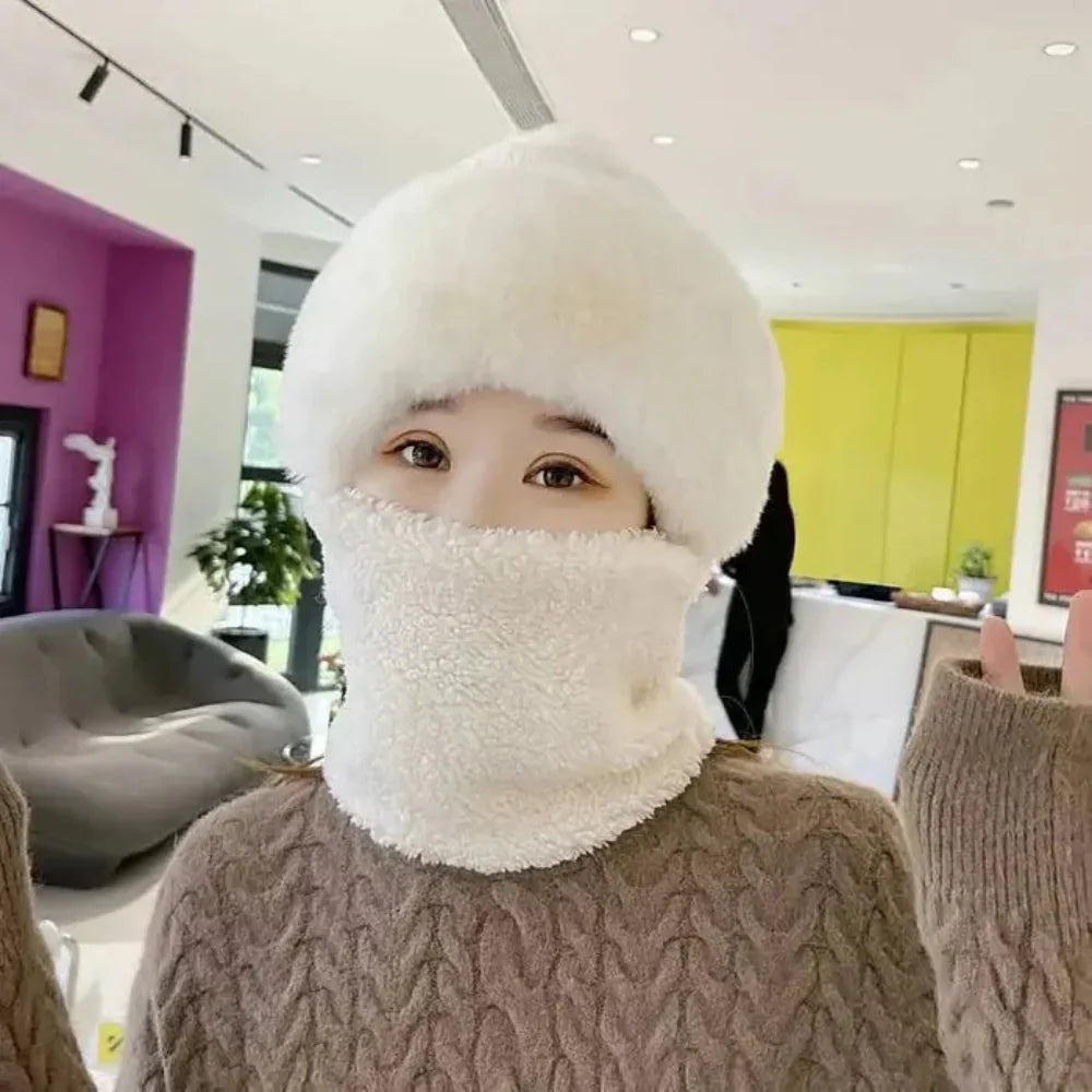 Warm Faux Fur Beanie Scarf Set