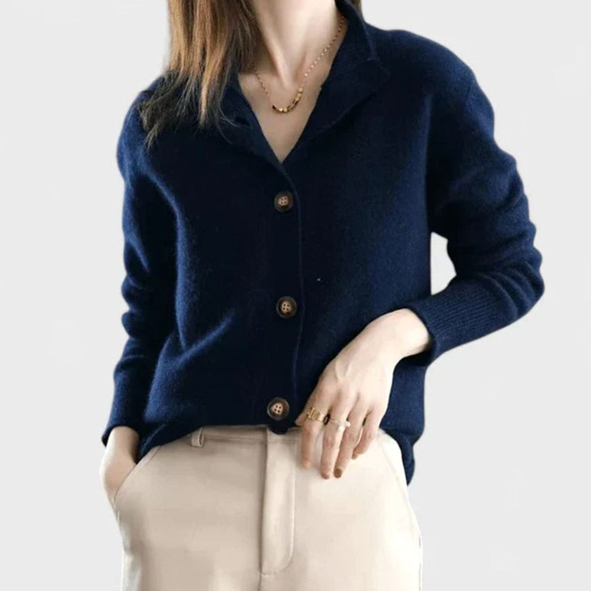 Women's Collared Button-Front Knit Cardigan