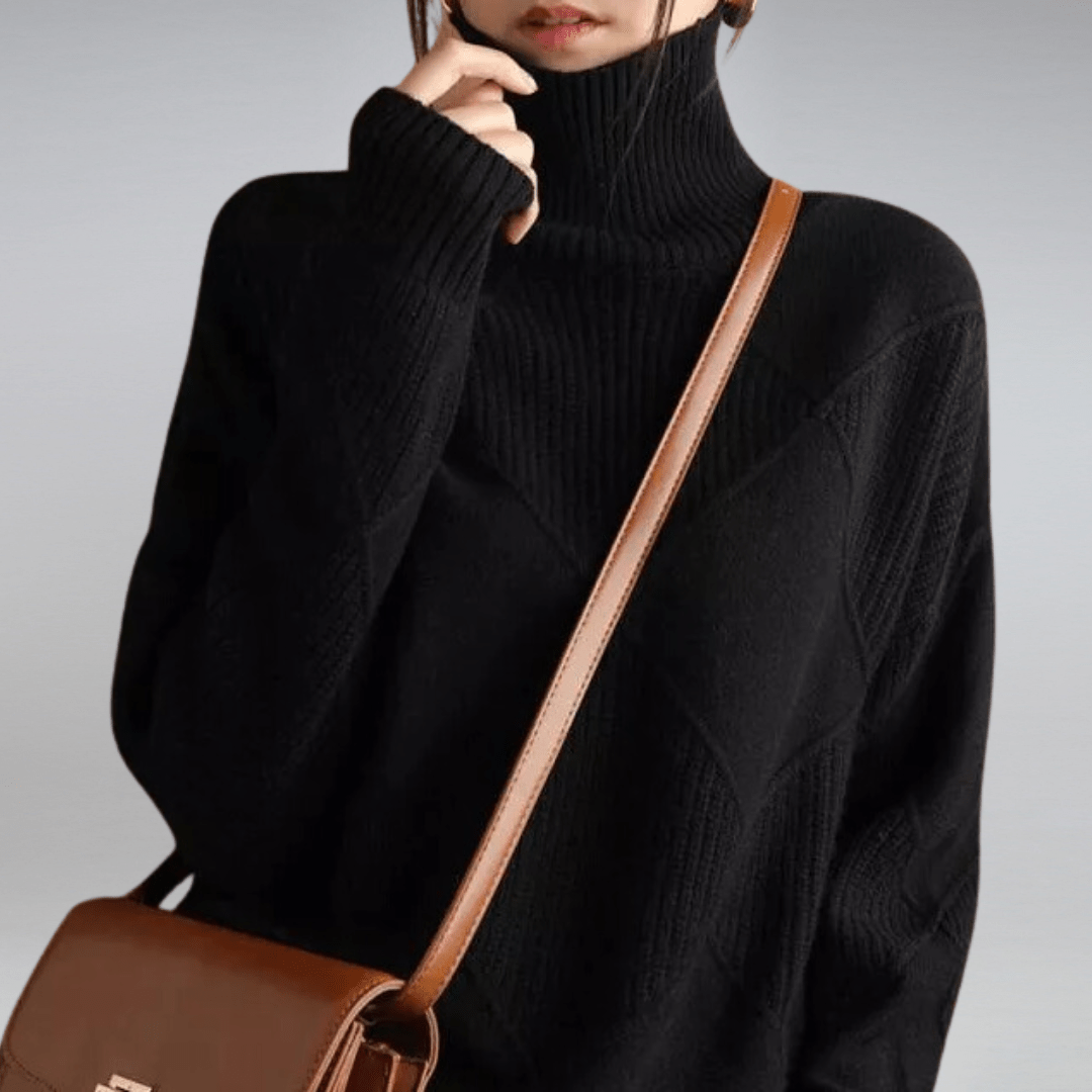 Women's Diamond Knit Sweater - Textured Long-Sleeve Pullover