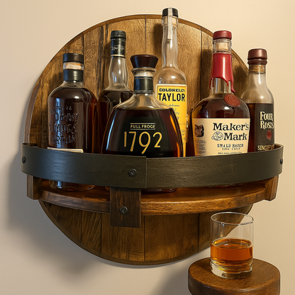 Reclaimed Wood Whiskey Display Shelf