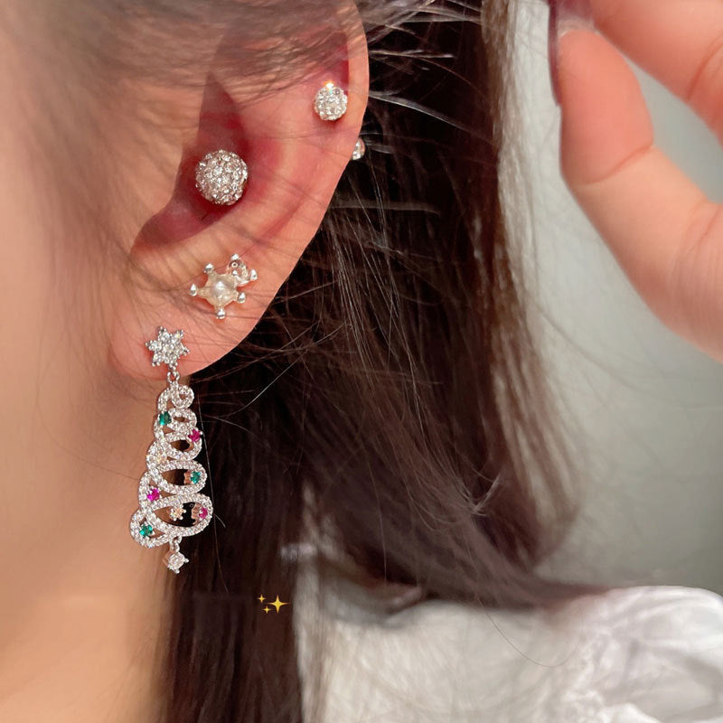 Sparkly Xmas Tree Dangle Earrings