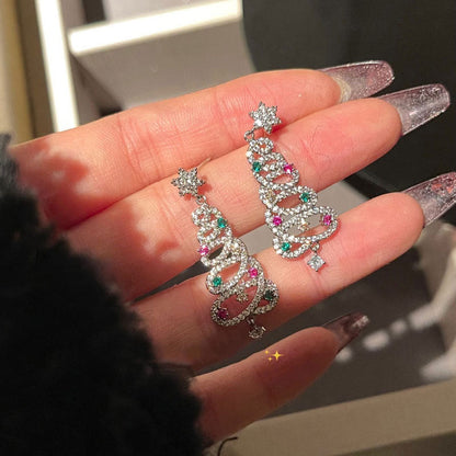Sparkly Xmas Tree Dangle Earrings