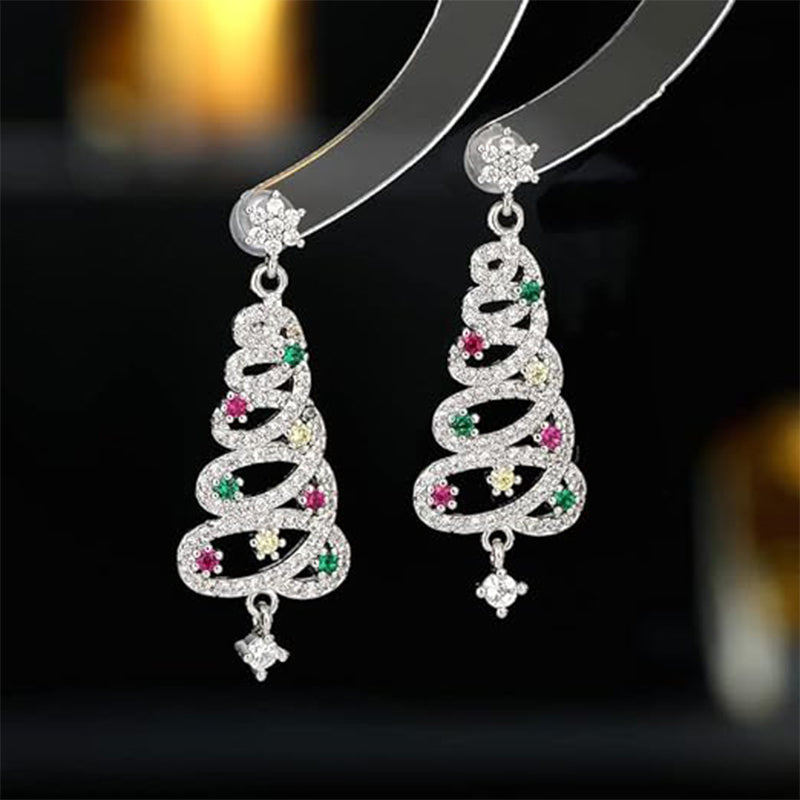 Sparkly Xmas Tree Dangle Earrings - Cofik