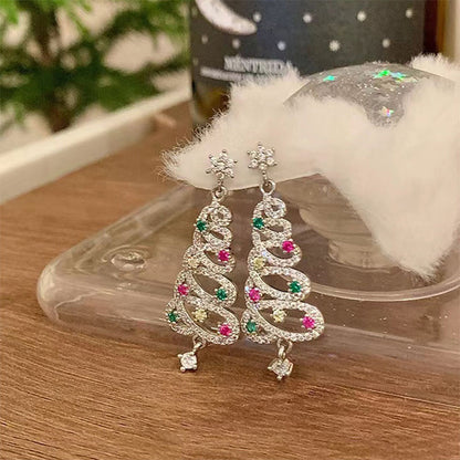 Sparkly Xmas Tree Dangle Earrings
