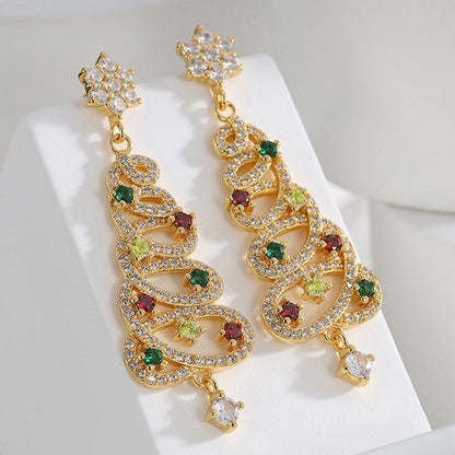 Sparkly Xmas Tree Dangle Earrings