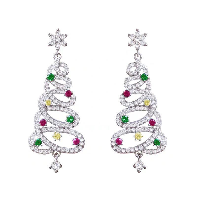 Sparkly Xmas Tree Dangle Earrings