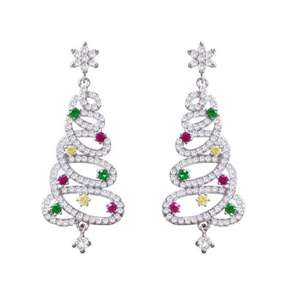 Sparkly Xmas Tree Dangle Earrings
