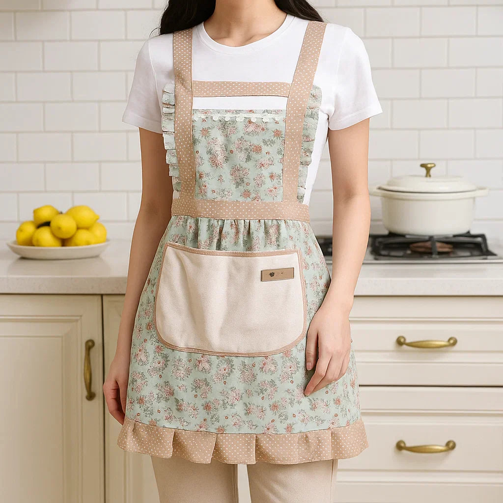 Pretty Floral Print Cooking Apron