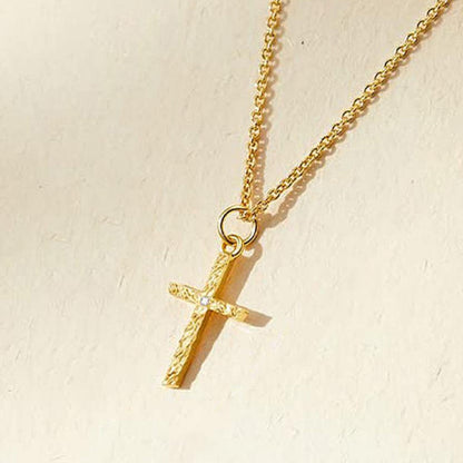 Personalized 14k Gold Initial and Cross Pendant Set