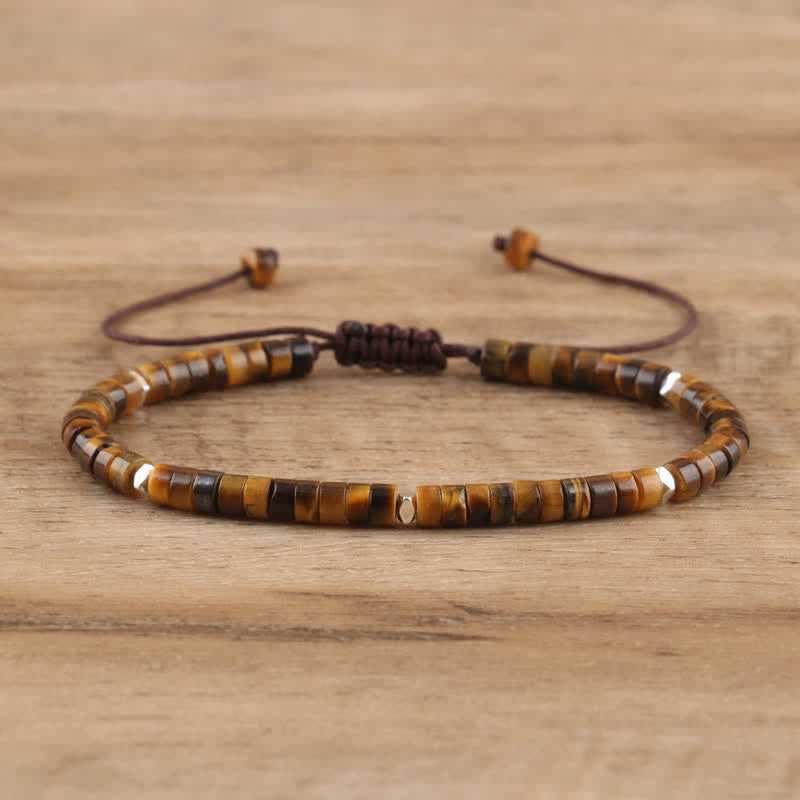 Bohemian Stone Beaded Bracelet with Natural Rollers