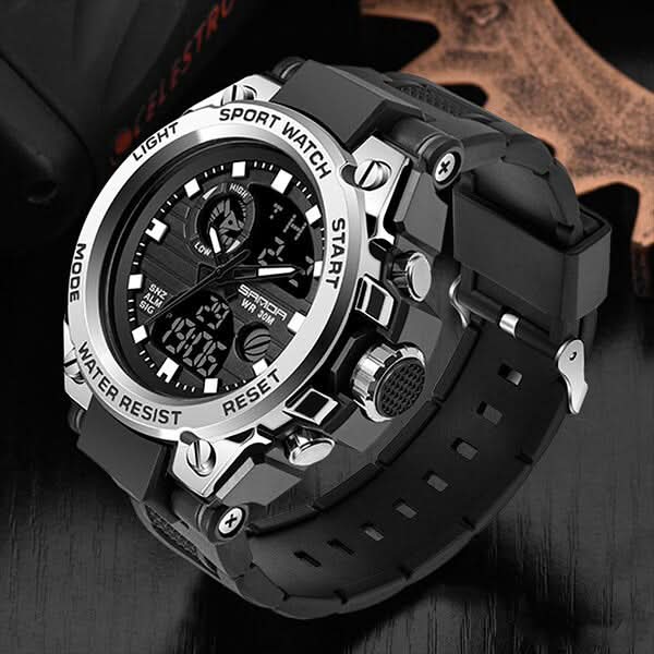 Tactical Men's Army Watch with Analog Digital Face