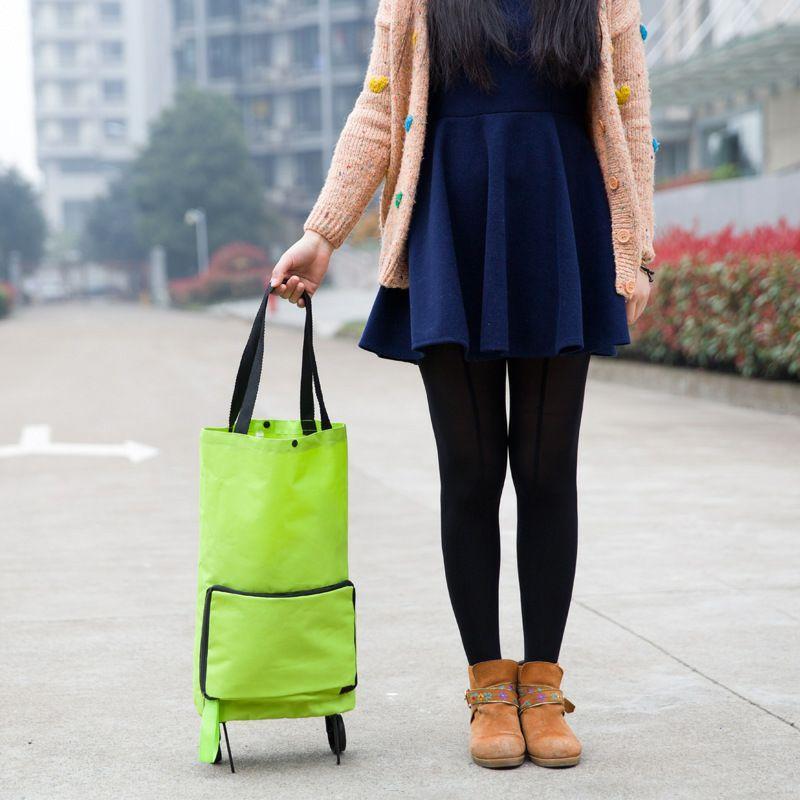 Collapsible Reusable Grocery Bag On Wheels