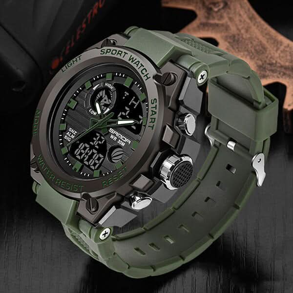 Tactical Men's Army Watch with Analog Digital Face