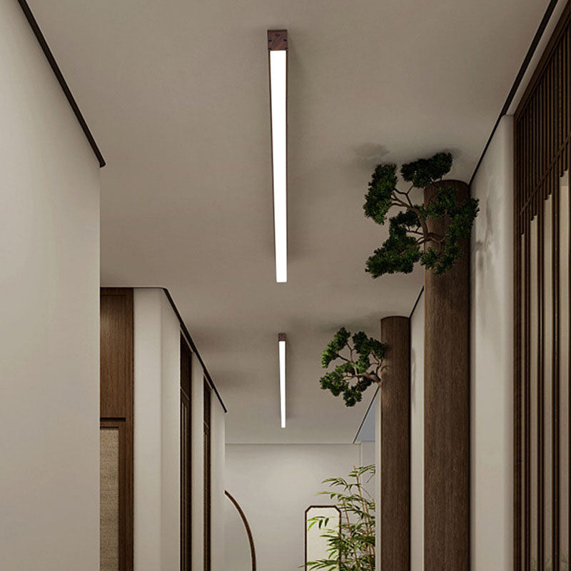 Sleek LED Ceiling Light Fixture 24 Inch Walnut Finish