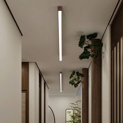 Sleek LED Ceiling Light Fixture 24 Inch Walnut Finish