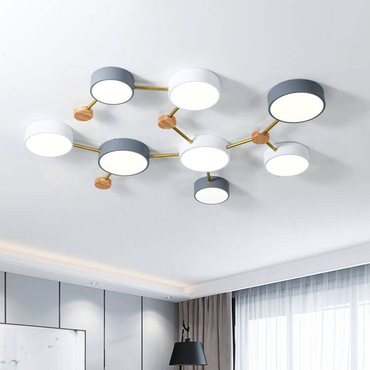 Sleek Gray Wooden Ceiling Light Fixtures 23.6 Inch