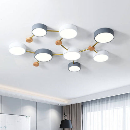 Sleek Gray Wooden Ceiling Light Fixtures 23.6 Inch