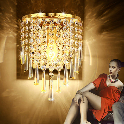 Elegant Round Crystal Glass Wall Light